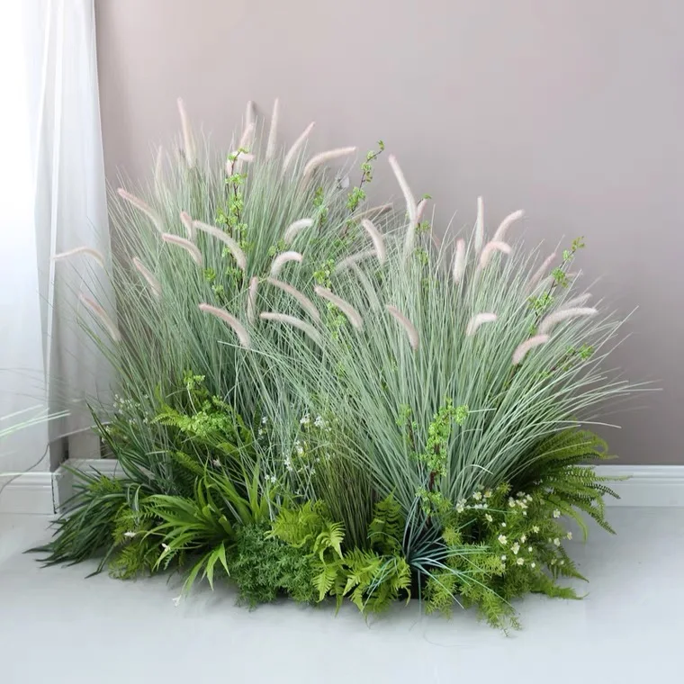 Plant Soft Decoration Landscape Artificial Esparto Grass Courtyard Green Plant Landscape Decorative Showcase Home Layout Set