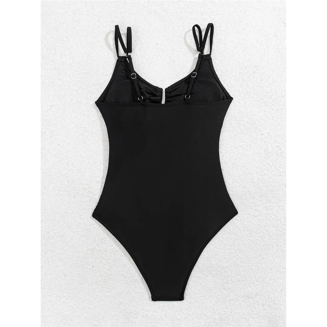 S - XL Neuer U-Ausschnitt, geraffter, hoch geschnittener Badeanzug, einteiliger Badeanzug für Damen, Badebekleidung, Monokini, gepolsterter Badeanzug, Badeanzug, Modell V6514. – Detail 5