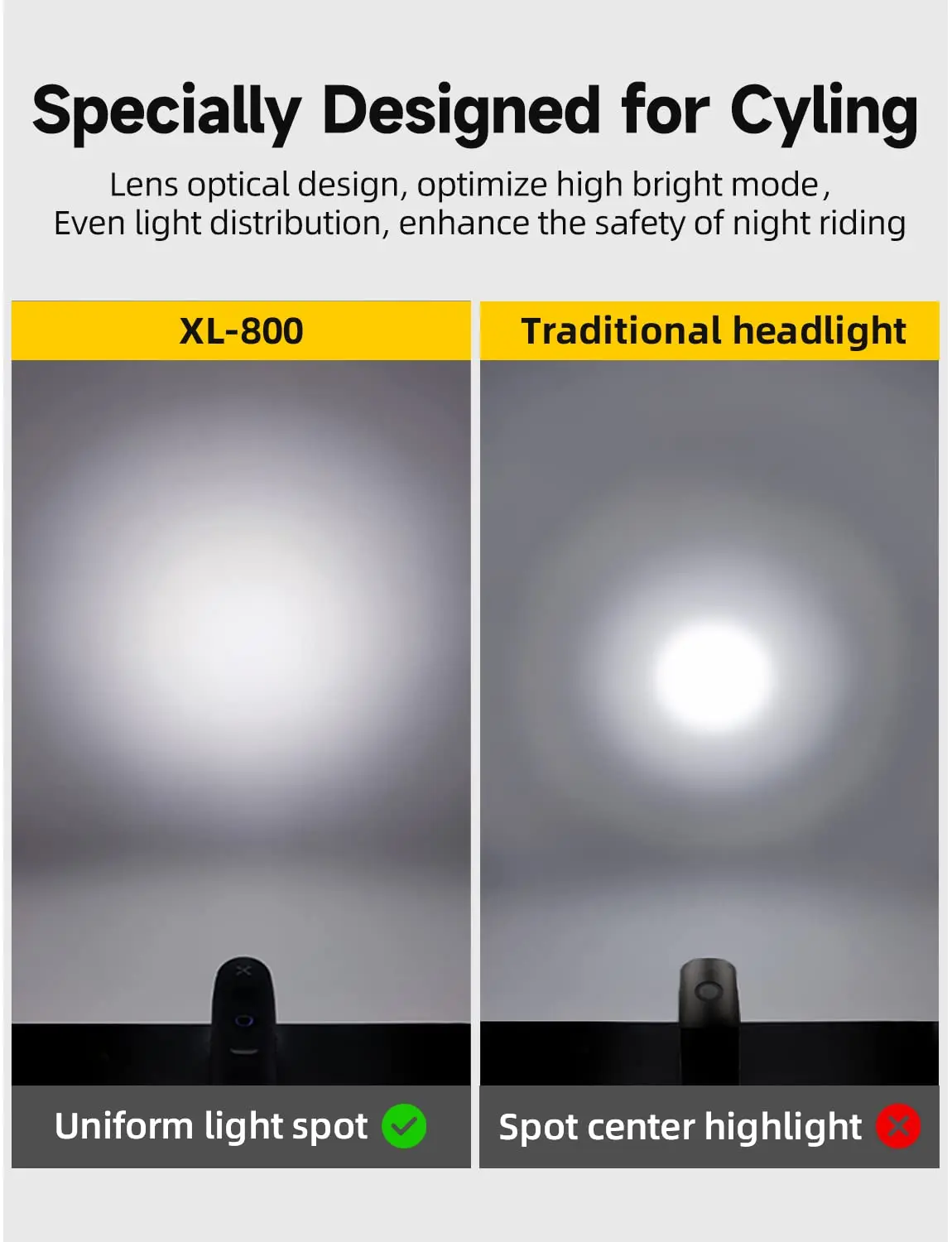 XOSS lampu depan sepeda XL400/800, aksesori sepeda lampu depan sepeda MTB dapat diisi ulang untuk USB-C