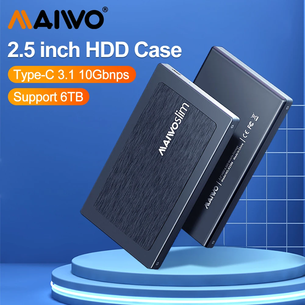 

MAIWO HDD Enclosure 2.5 SATA to Type-C Adapter Hard Drive Case 6/10Gbps HDD SSD Hard Drive Enclosure Support UASP for PC Laptop