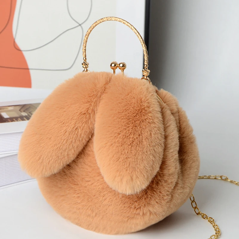 Cute Plush Rabbit Crossbody Bags for Women Korean Version Cute Purses and Handbags Girls New Rabbit Ear Shoulder Messenger Bag