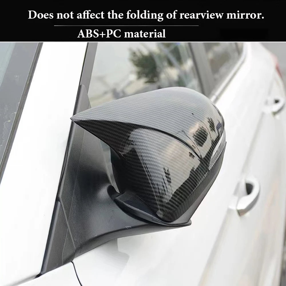 

Ox Horn Side Rear View Mirror Cover Caps Black Carbon Look for Hyundai Elantra Avante AD 2016-2020 Rear View Case Trim