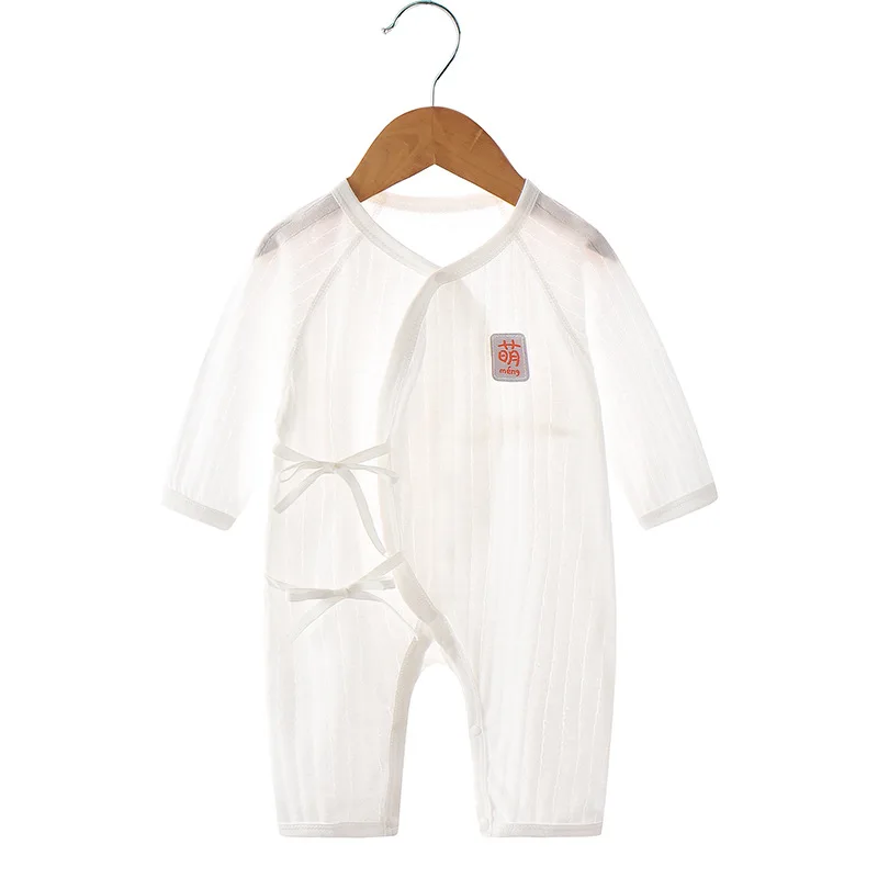 Baby Jumpsuit Summer Thin Boneless Newborn Clothes Pure Rompers Long-Sleeved Air Conditioning Room Clothing Baby Pajamas Summer