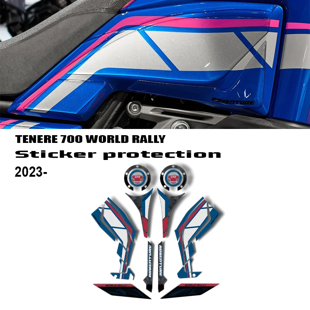 For Tenere 700 World Rally TENERE700 Fuel Tank Pad Sticker Oil Gas Cap 3D Decal Cover Protector Waterproof 2023 2024