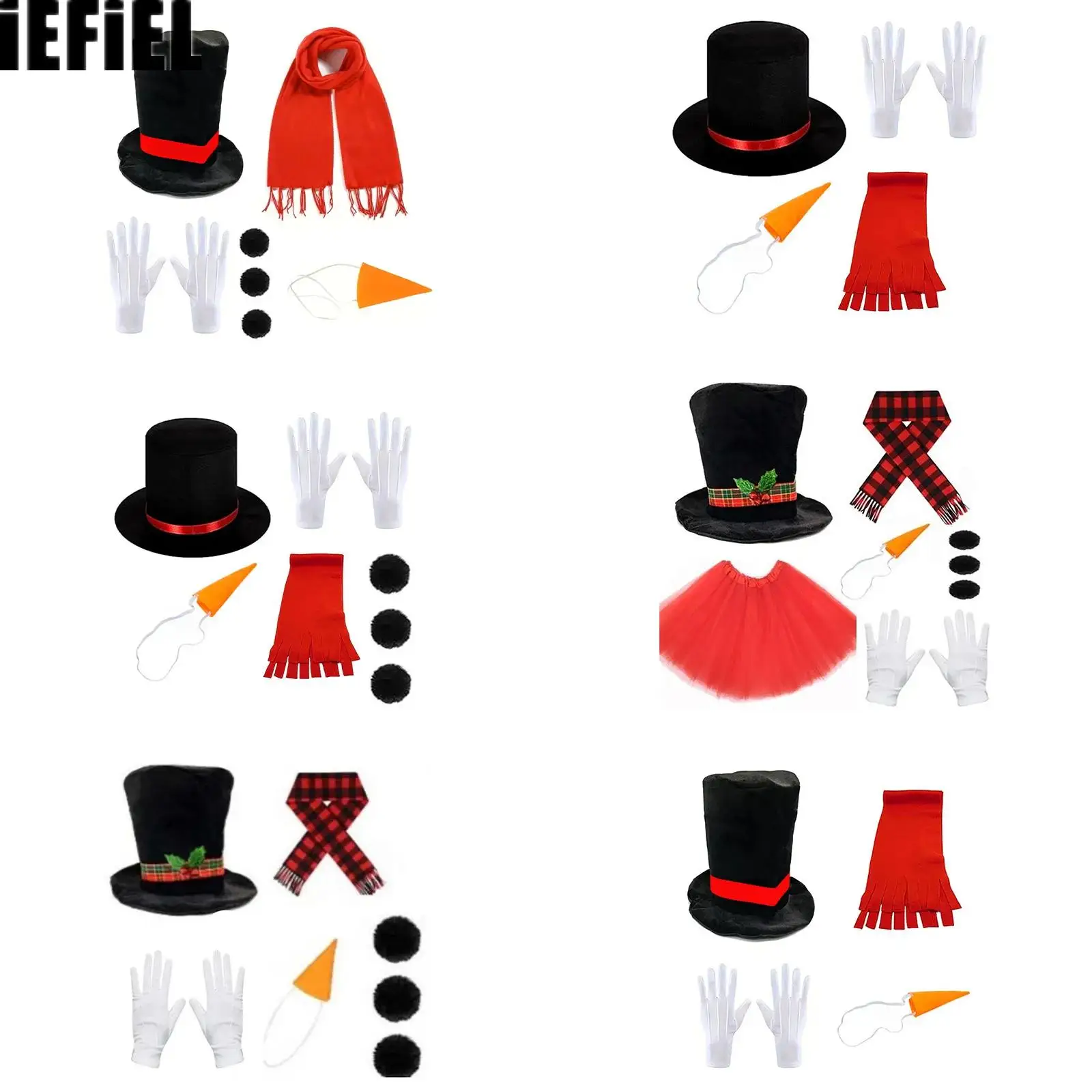 

Snowman Costume Accessories Sets Christmas Costume Snowman Cosplay Hat Carrot Nose Scarf Gloves Pom Pom Balls Etc