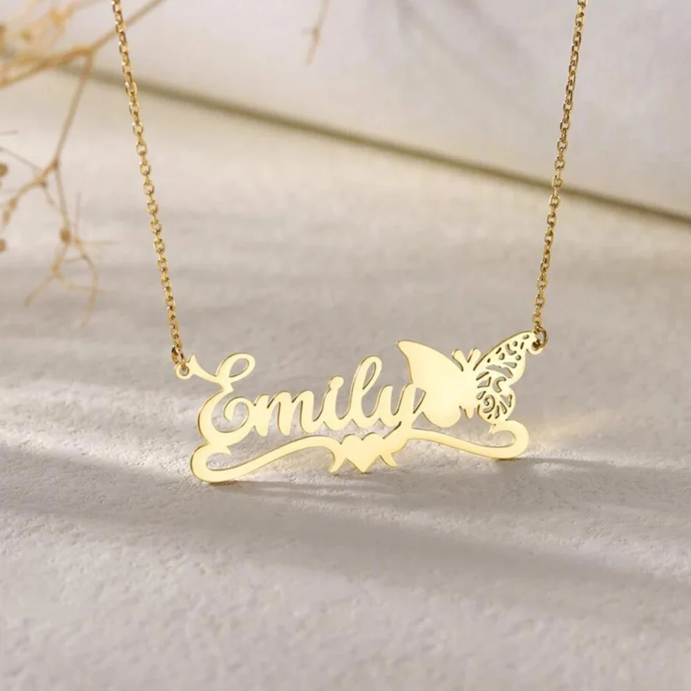 Customized Stainless Steel Butterfly Style Name Necklace, A Lightweight And Luxurious High-quality Necklace, To Surprise Couple.