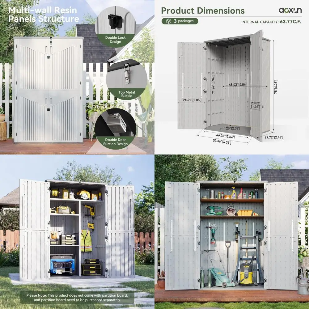 

Белый 64, кубический футов. Наружный навес для хранения вещей с наполом, водонепроницаемый шкаф для хранения сада, бассейна и велосипедов