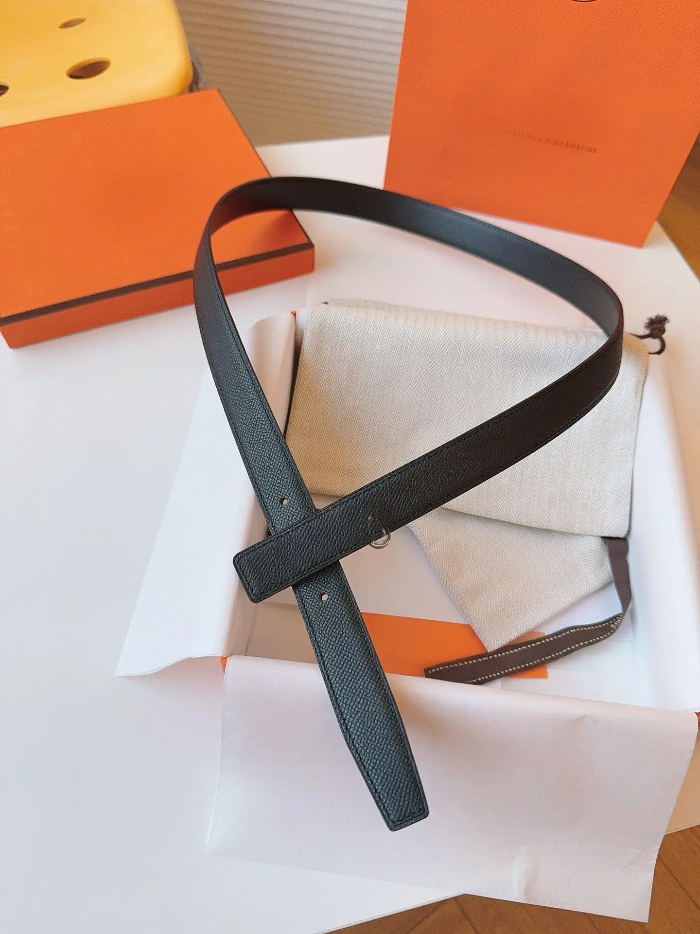 Genuine Leather Replacement Belt Strap, Matte Black Cross Grain Surface, Reversible Smooth Black Lining, Multiple Sizes