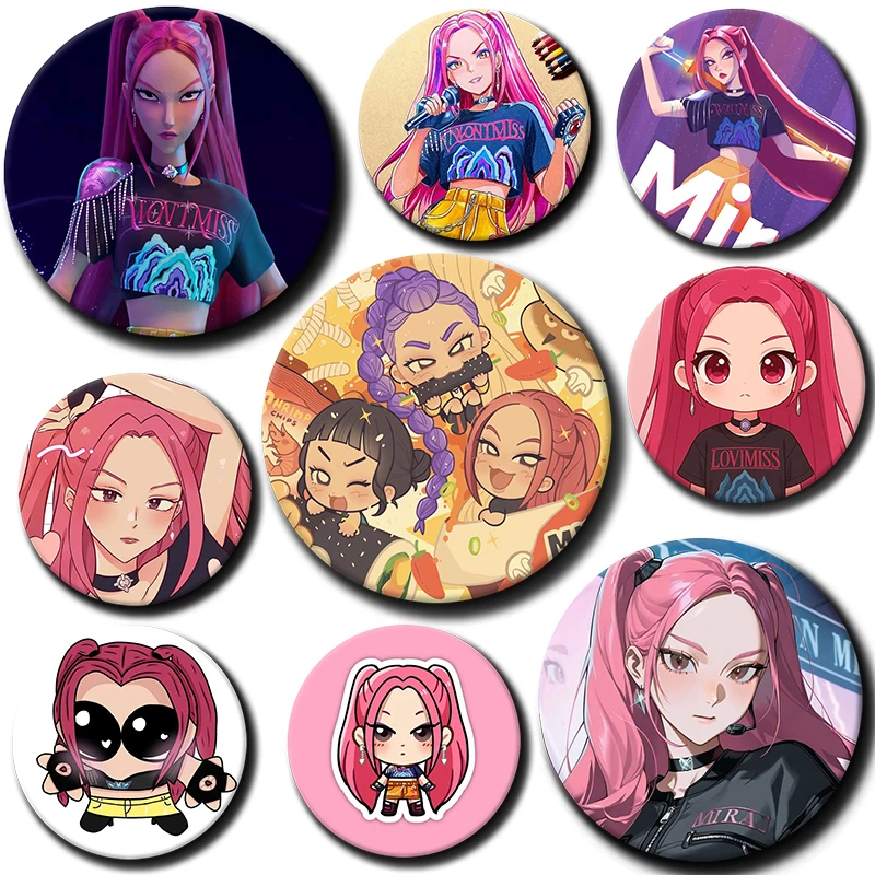 

58mm Demon Hunters Cartoon Character Mira Soft Button Pin Anime Mira Brooch Creative Badge for Backpack Clothes Decoration Gift