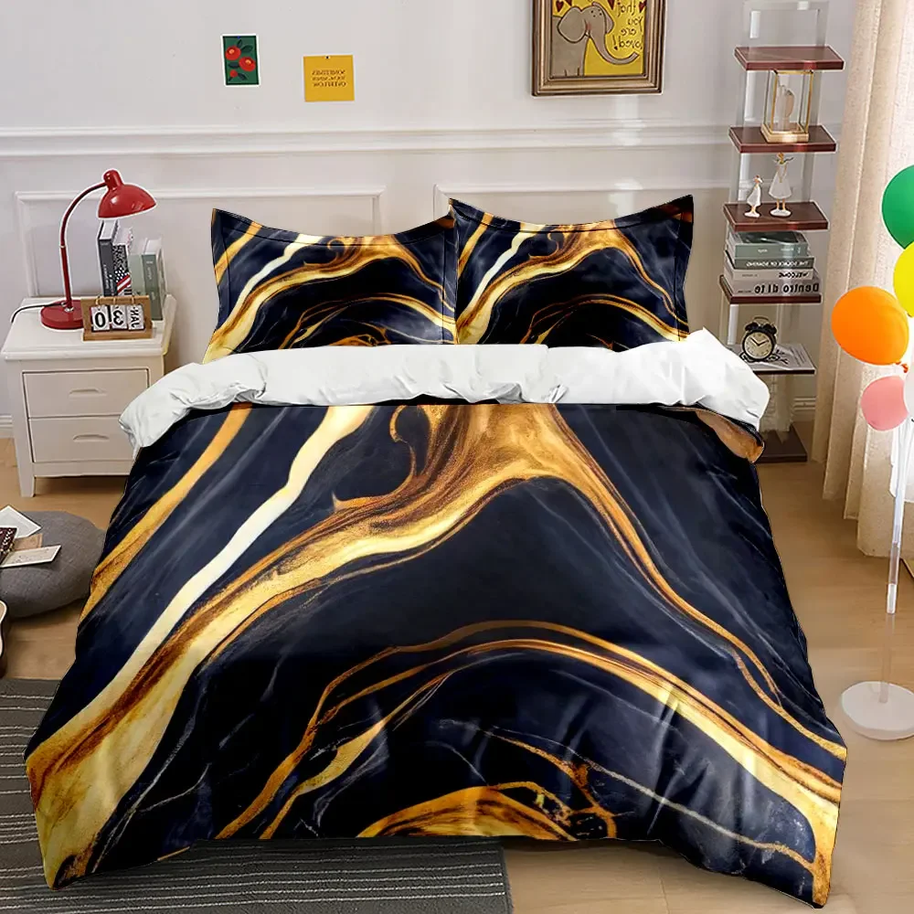

Golden Marble Design Set Multiple sizes kid's and adults' bedroom Exquisite 3PC bedding set, gift