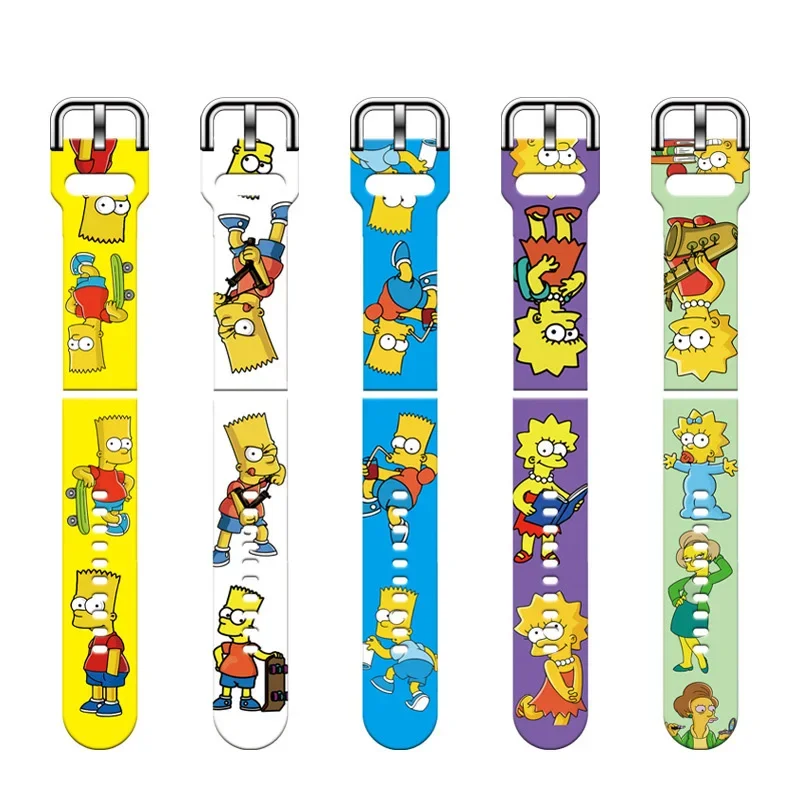 Disney The Simpsons Printed Silicone Strap For Xiaomi OPPO Jiaming Samsung Huawei GT Watch Band 20MM 22MM Cartoon Accessories