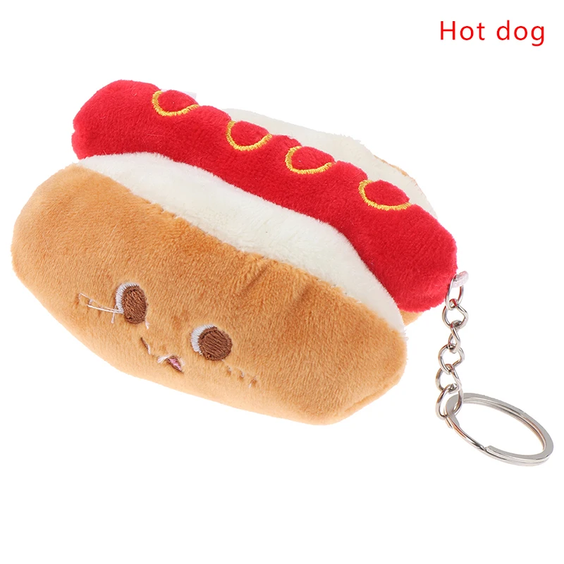1Pc 食品ぬいぐるみキーホルダーハンバーガーホットドッグフライド
