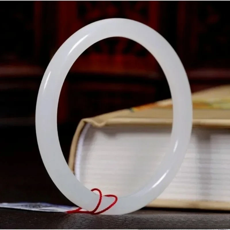 

Натуральный нефритовый браслет Hetian, женский браслет из белого нефрита, тонкая круглая полоска, нефритовый браслет для девочек, ювелирные изделия, подарок