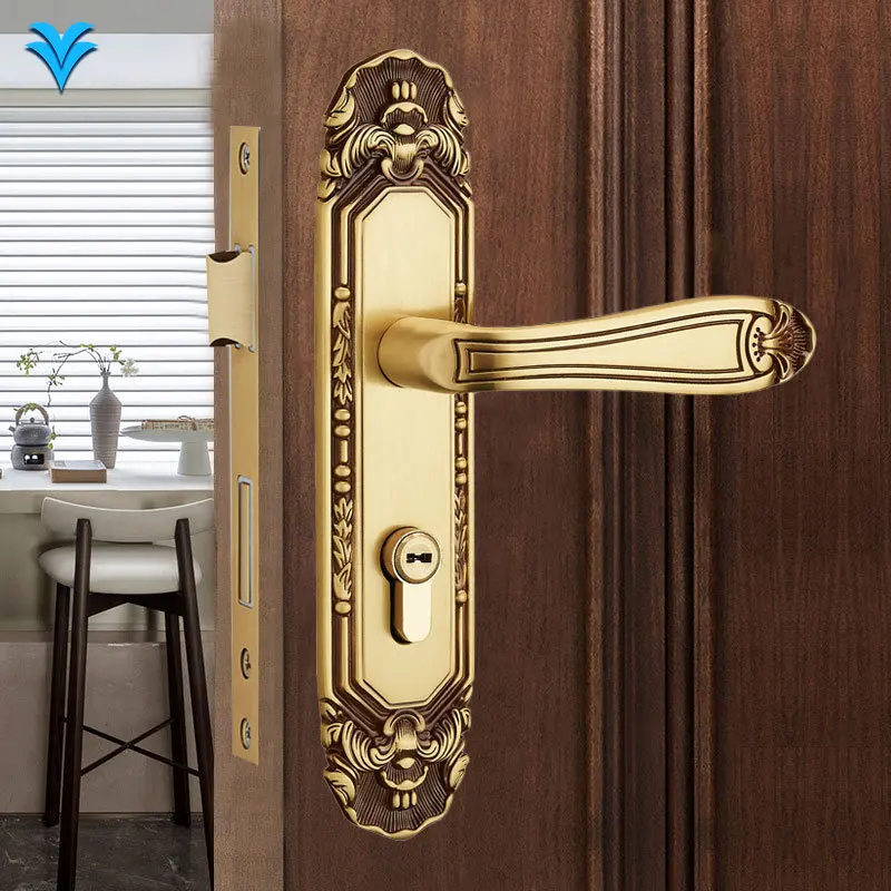 

American High-end Indoor Living Room Flat Door Lock Villa Bedroom Mechanical Lock Solid Wood All Copper Room Door Lock