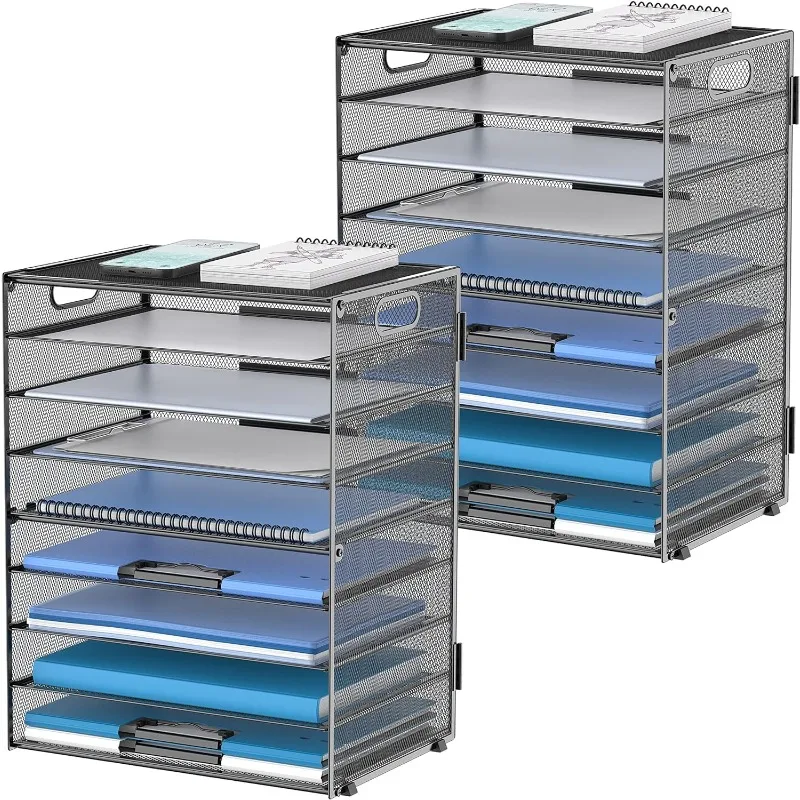 

9-Tier Paper Letter Tray Desk Organizer with Handles, Mesh File Holder Organization, Paper Sorter Desk Organizer