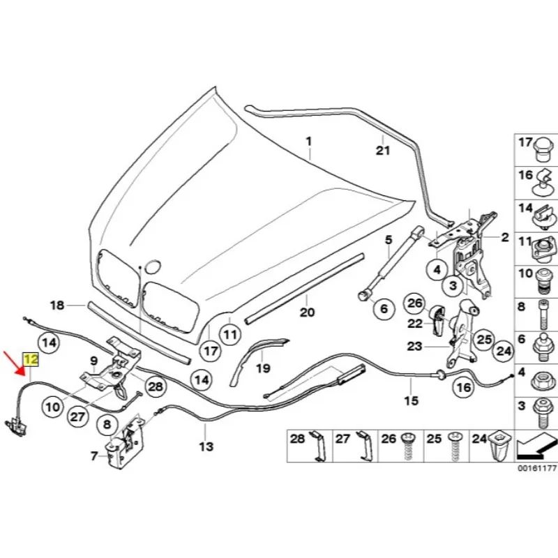 51237164798   Cina Brand New Genuine Motore Anteriore Cofano Interruttore Maniglia Cavo Per BMW X5 E70 X6 E71 35IX 50IX X5 M X6 2009