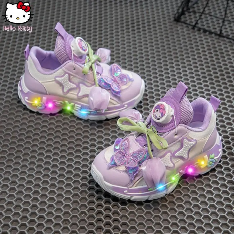 

Anime Girls Kuromi Mesh Electric Rotating Twist Daddy Shoes Cartoon Kawaii Autumn New Sanrio Breathable Sports Soft Sole Shoes