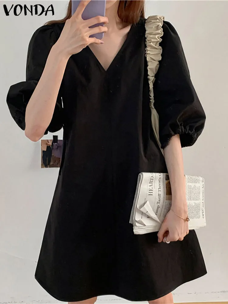 فستان فوندا الصيفي للنساء فستان صيفي كاجوال بأكمام قصيرة نصف كم مثير بياقة على شكل V مطوي للحفلات فساتين قصيرة للشاطئ