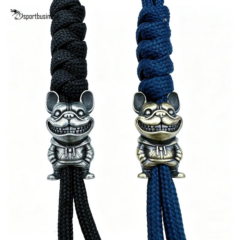 Smile Bulldog Brass Knife Beads EDC Outdoor DIY Paracord Handmade Woven Lanyard Pendants Umbrella Rope Bracelet Charms Accessory