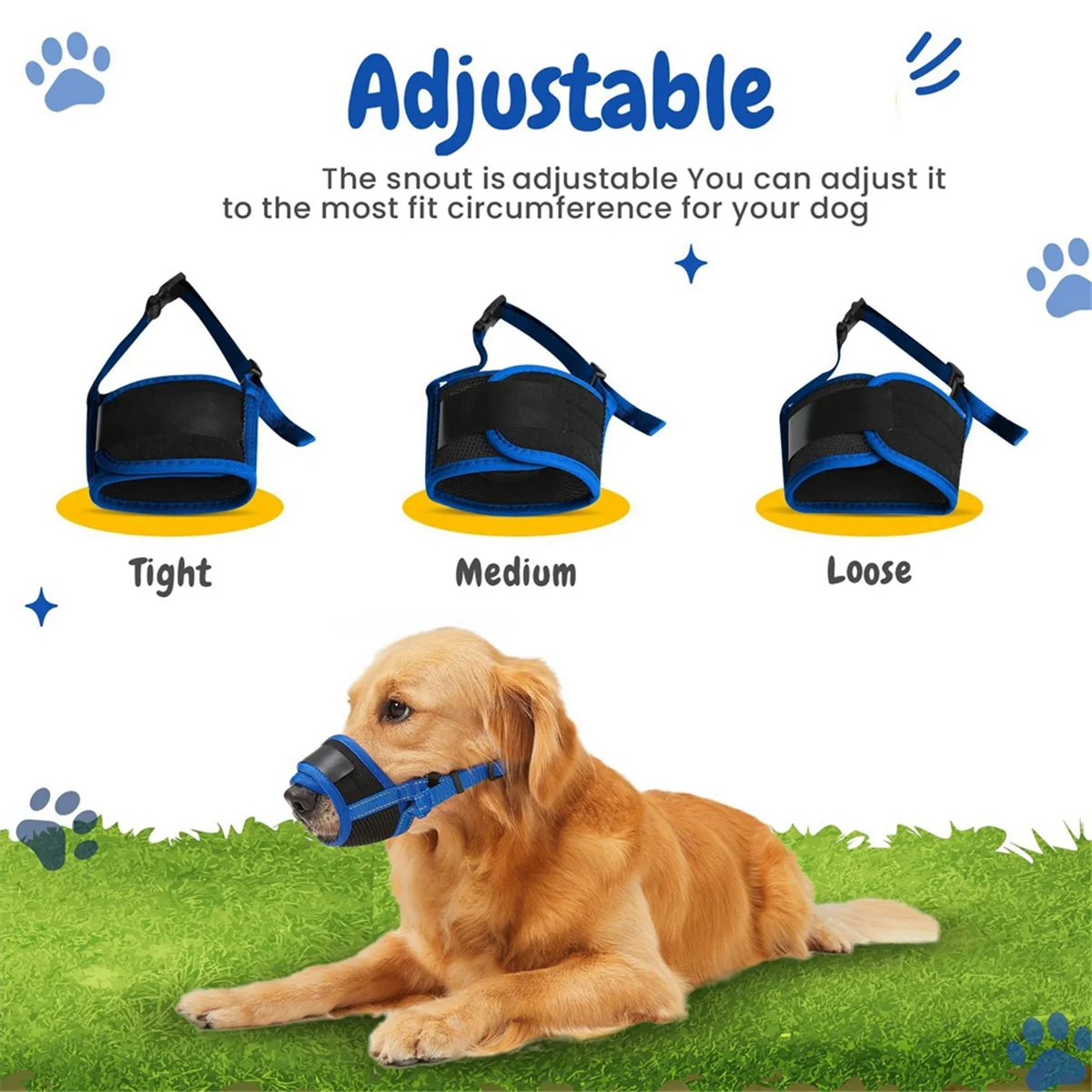 BOFOF Dog Muzzle for Large Dogs - Breathable, Soft Mesh Muzzle for Barking, Biting, Chewing Control A