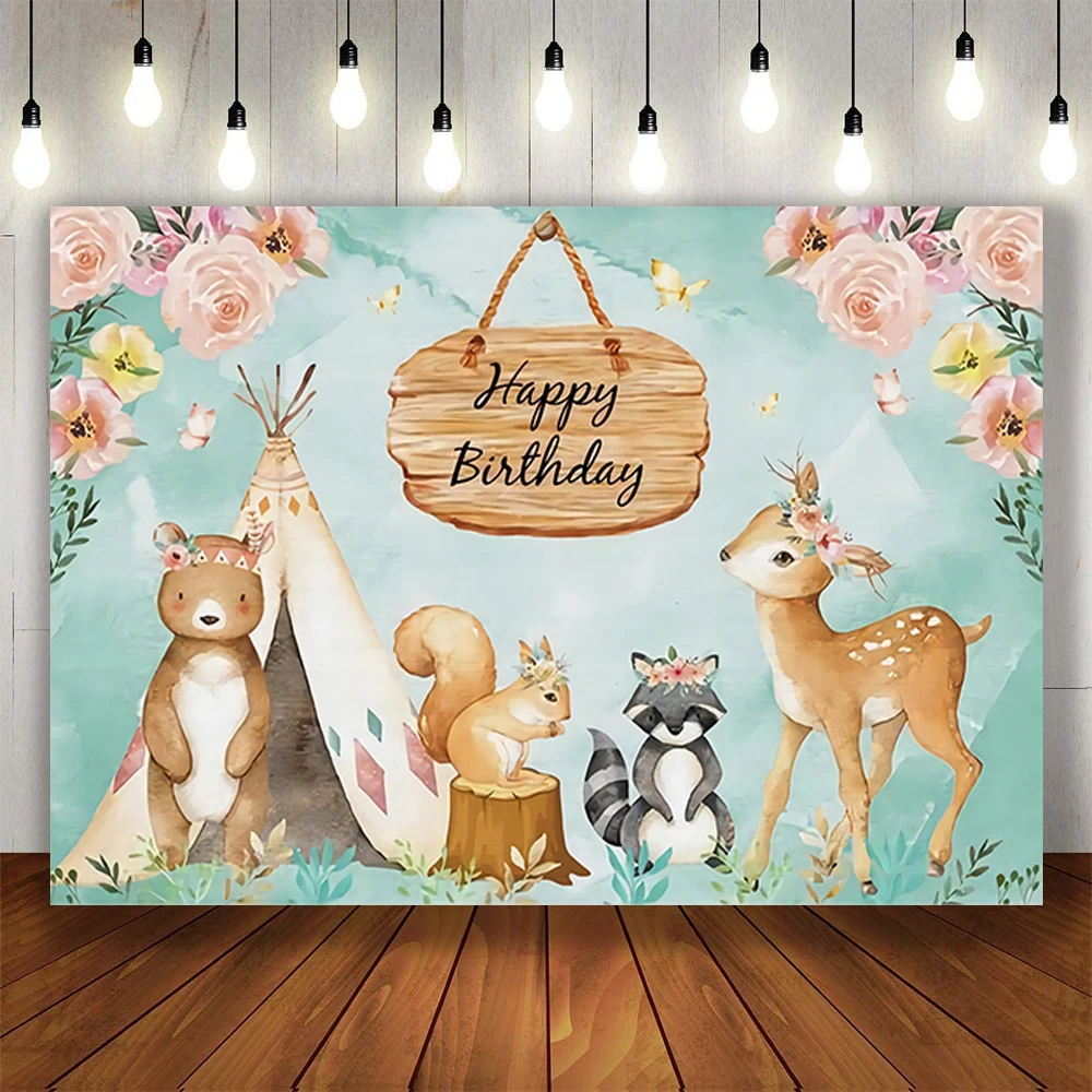 

Tropical Jungle Safari Animal Photographic Background 1st Birthday Party Wild One Baby Shower Customized Name Photo Backdrop