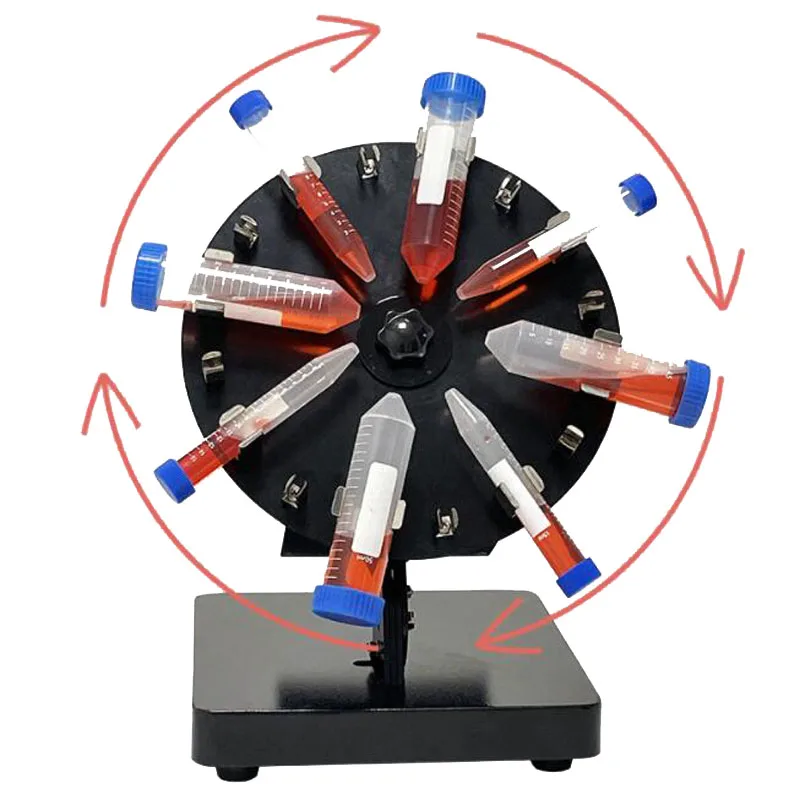 La velocità continua da 20-80 giri/min contiene tubi da 50/15/5 ml (4+4+8) Agitatore da laboratorio per miscelazione, estrazione, miscelatore vortice con piattaforma rotante