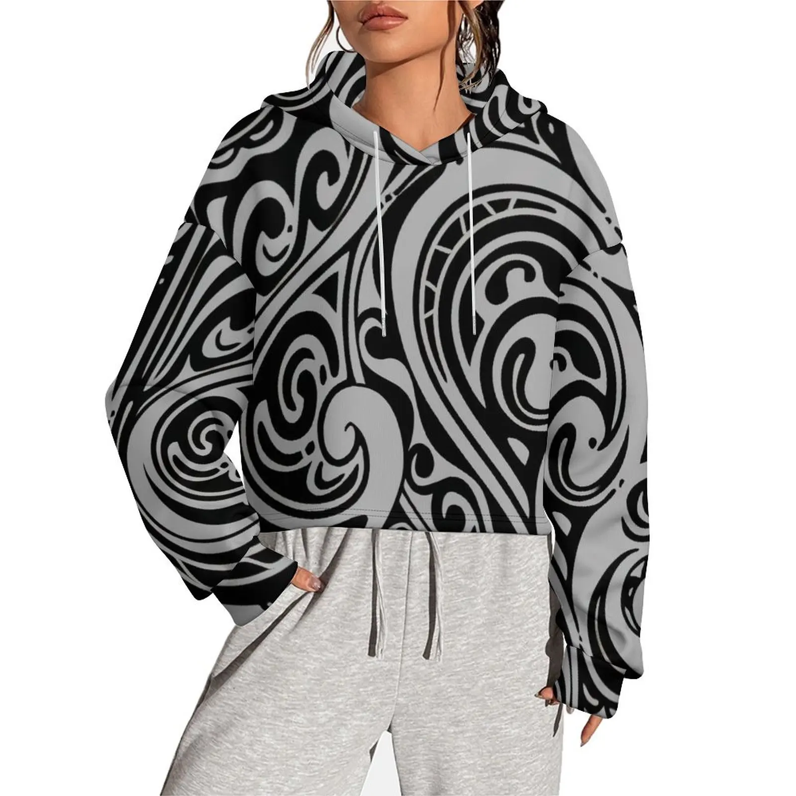 

New Design 1 MOQ Custom Print Logo Polynesian Design Oversized Women Hoodies Hooded Sweatshirts Pullover