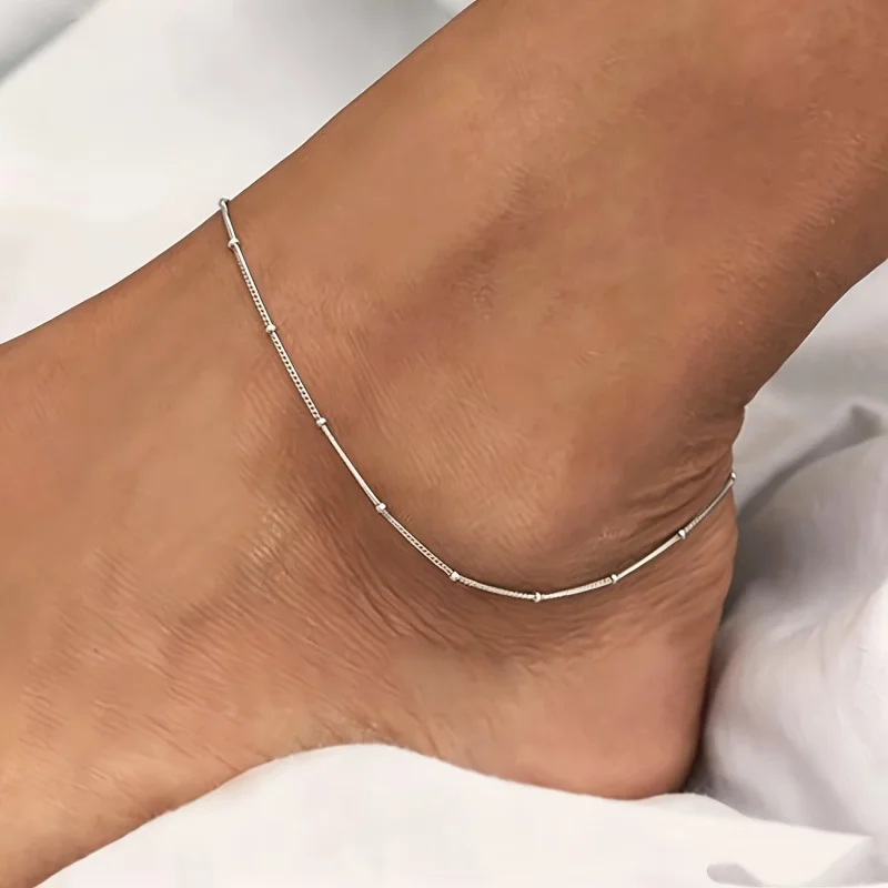 1Pcs stainless steel Silvery anklet, anti-fading, high-quality waterproof, light luxury, fashionable and elegant,