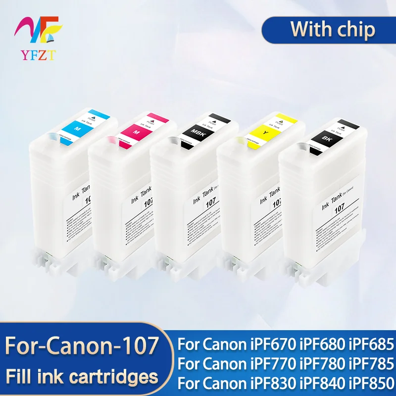 PFI-107 PFI107 Refillable ink cartridge with chip For Canon iPF670 iPF680 iPF685 iPF770 iPF780 iPF785 iPF830 iPF840 iPF850