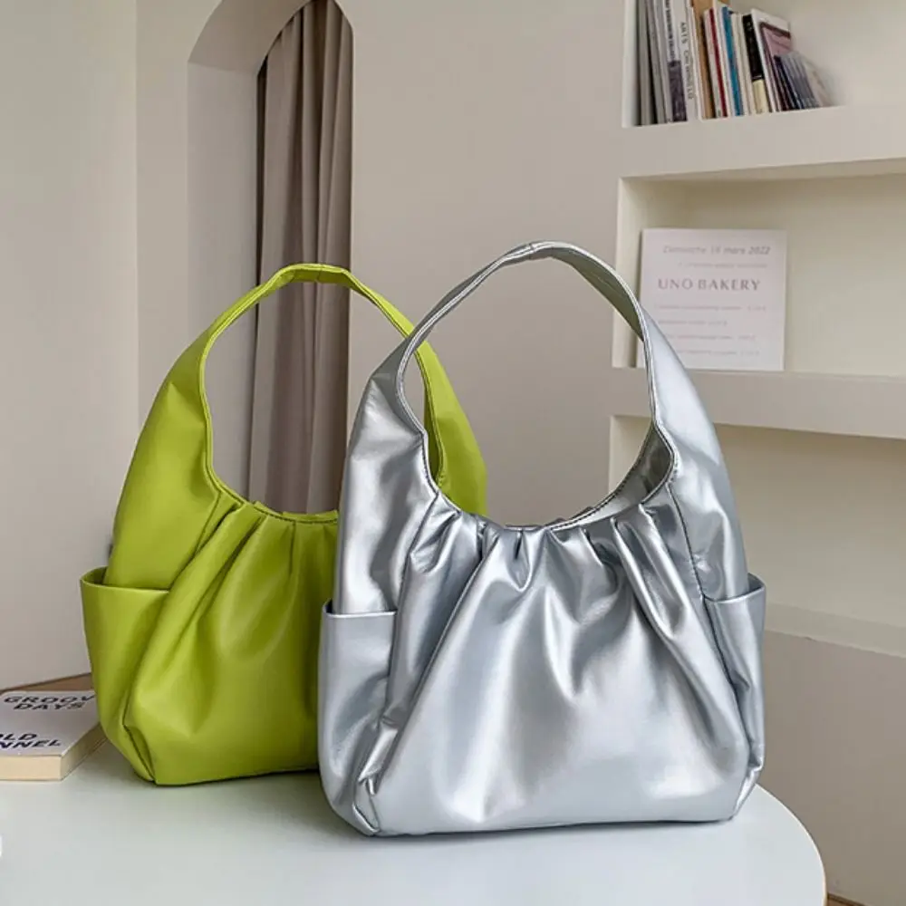 

Плиссированная сумка в корейском стиле, сумка на плечо, сумка для подмышек, сумка с круассаном и облаком, сумка на одно плечо в форме полумесяца, сумка из искусственной кожи под мышками