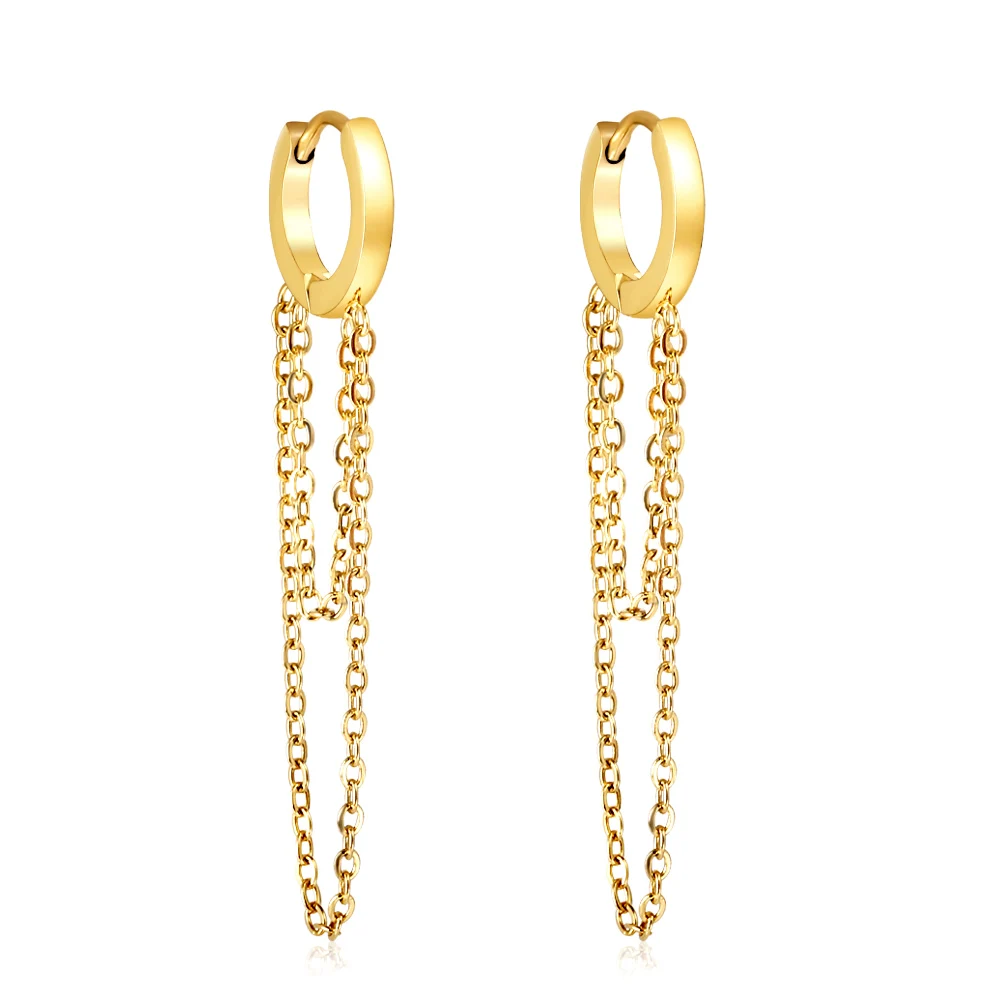 LUXUSTEEL Edelstahl-Ohrringe mit vergoldetem Kreis-Quasten-Anhänger, elegantes und raffiniertes Damen-Schmuckzubehör