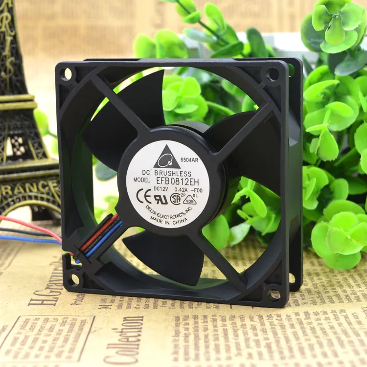 EFB0812EH Delta 8cm 8025 12V 0.42A Double Ball Max Airflow Rate Server Fan