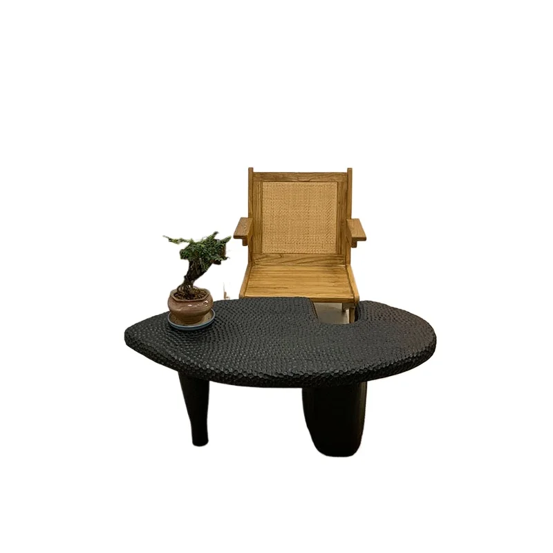 Wabi-sabi style coffee table solid wood living room oval texture creative vintage vintage log table