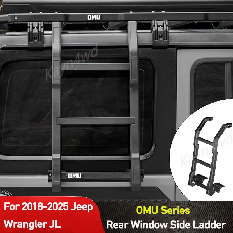 Off Road 4x4 Exterior Accessories OMU Series Aluminum Rear Window Side Ladder For 2018+ Jeep Wrangler JL&Gladiator JT
