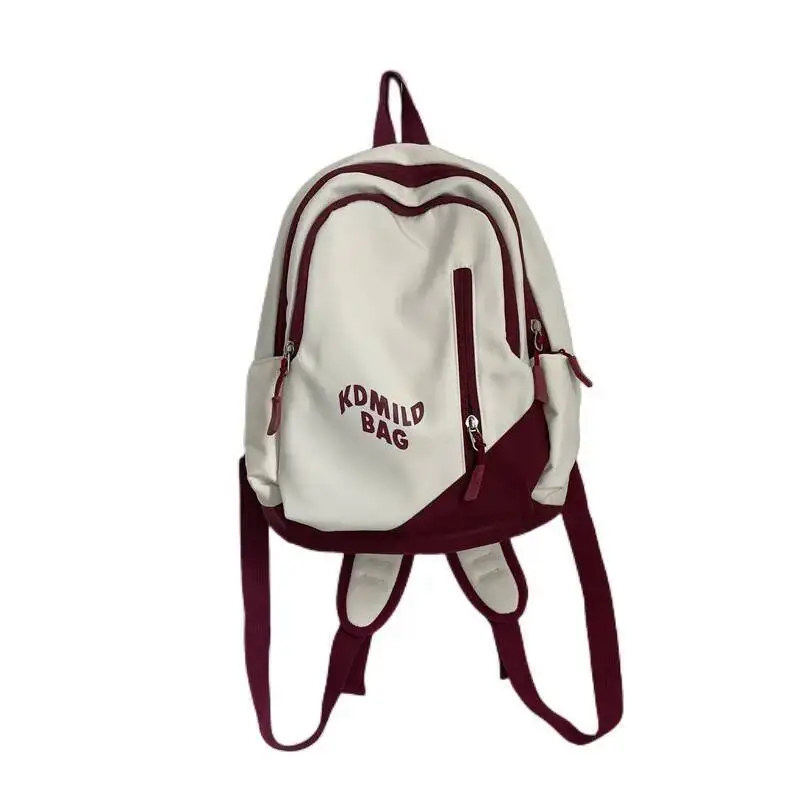 Japanese All Match Contrast Color Backpack Y2k Aesthetic Fashion Letter Print Preppy Schoolbags Casual Backpacks For Students