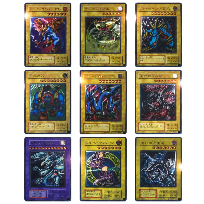 Homemade Anime Yu-Gi-Oh! Black Magician Red-Eyes Black Dragon Cartoon Characters Bronzing Collection Flash Card Christmas Gift