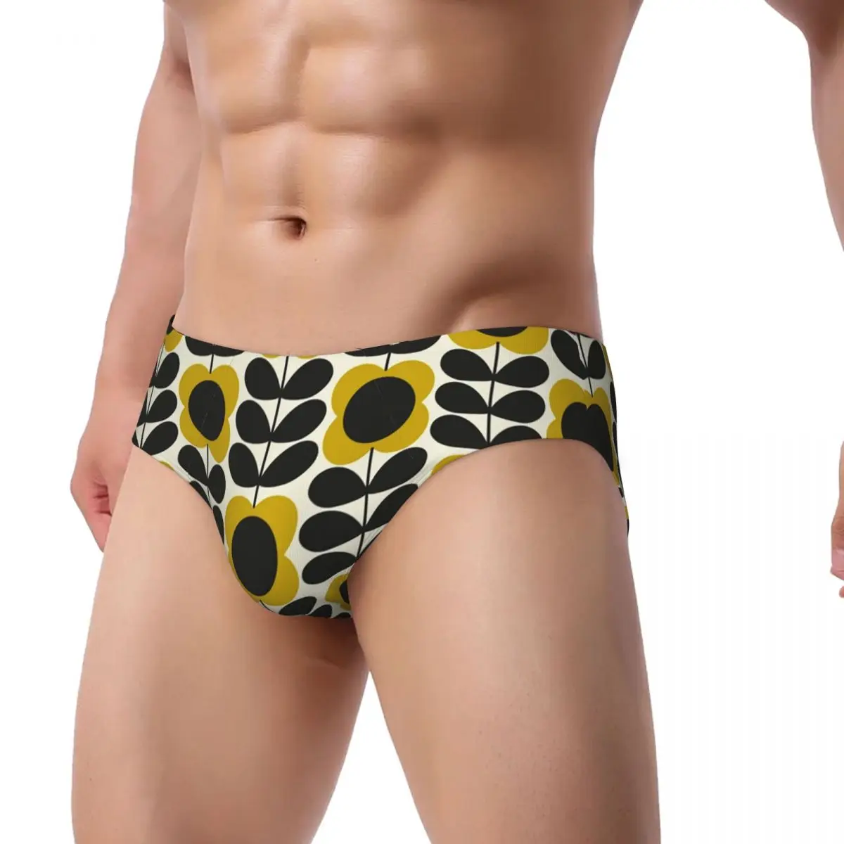 Custom Orla Kiely Summer Flower Stem Brief Panties Women's Breathable Stretch Scandinavian Geometric Underwear