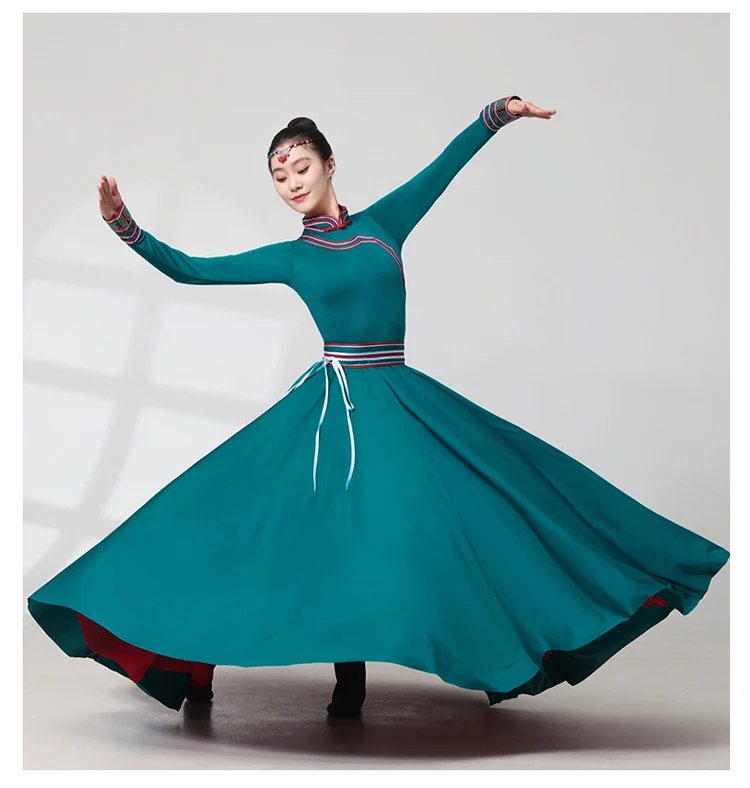 Nowy mongolski taniec, tybetański strój etniczny, kostium na występy, strój na egzamin artystyczny dla kobiet mniejszości etnicznych, ubrania do ćwiczeń narodowych, Yangko