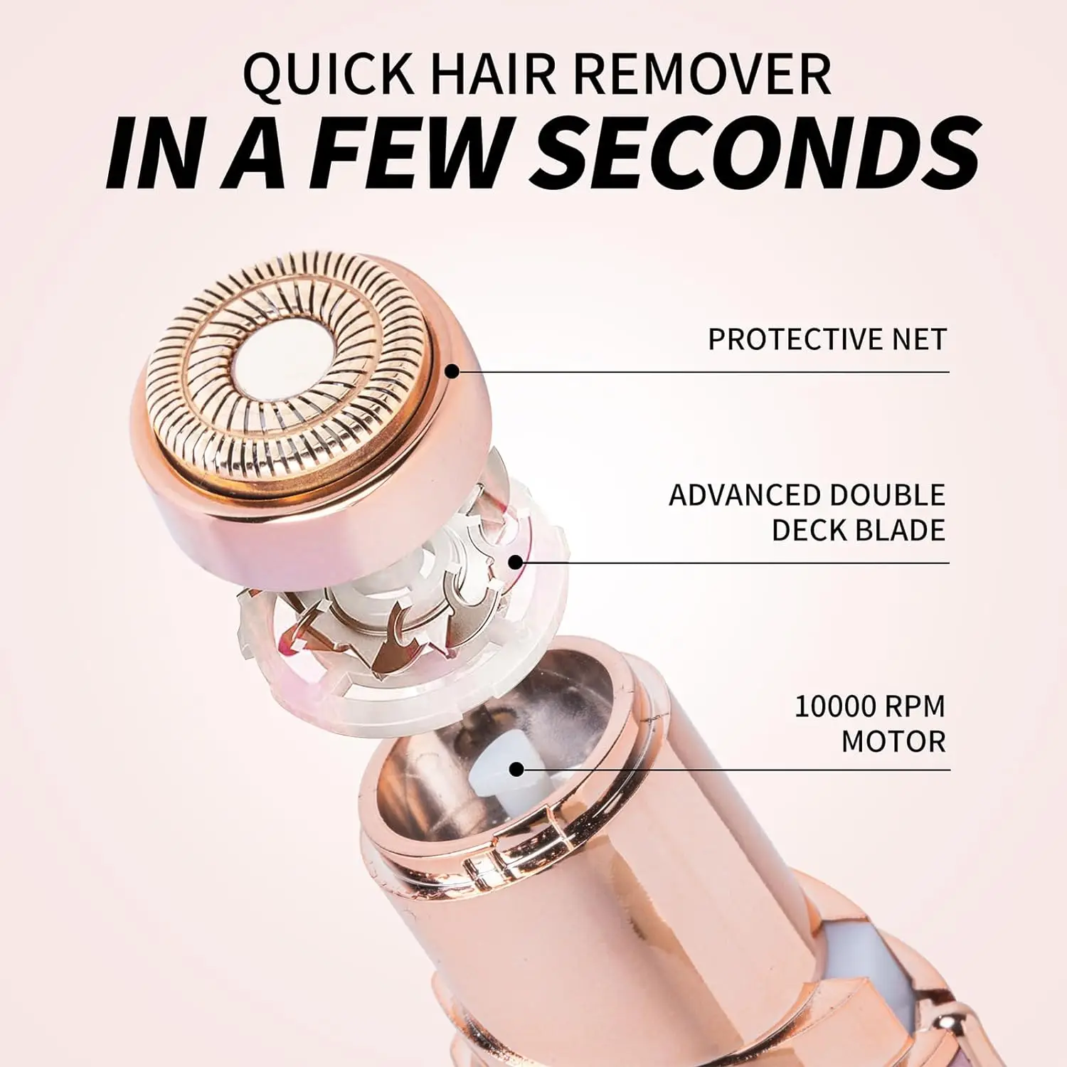 Depilazione viso per donna, mini depilatore, rasoio elettrico epilatore bikini portatile per labbra, mento, ascelle, pesca