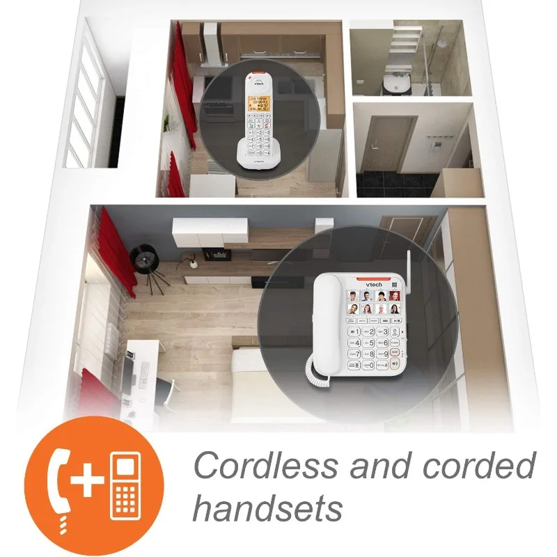 SN5147 Amplified Corded/Cordless Senior Phone with Answering Machine, Call Blocking, 90dB Extra-loud Visual Ringer