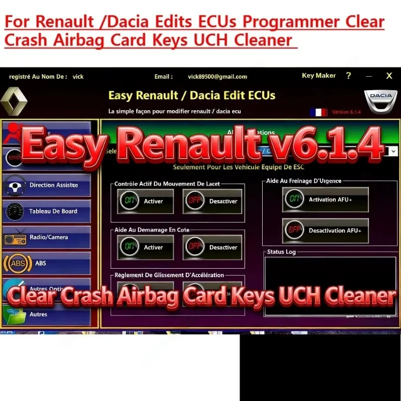 for Renault  ECU Programmer Clear Crash Airbag Card Keys UCH Cleaner Easy Renault 6.1.4 Software WORK with OBDLink  Renolink