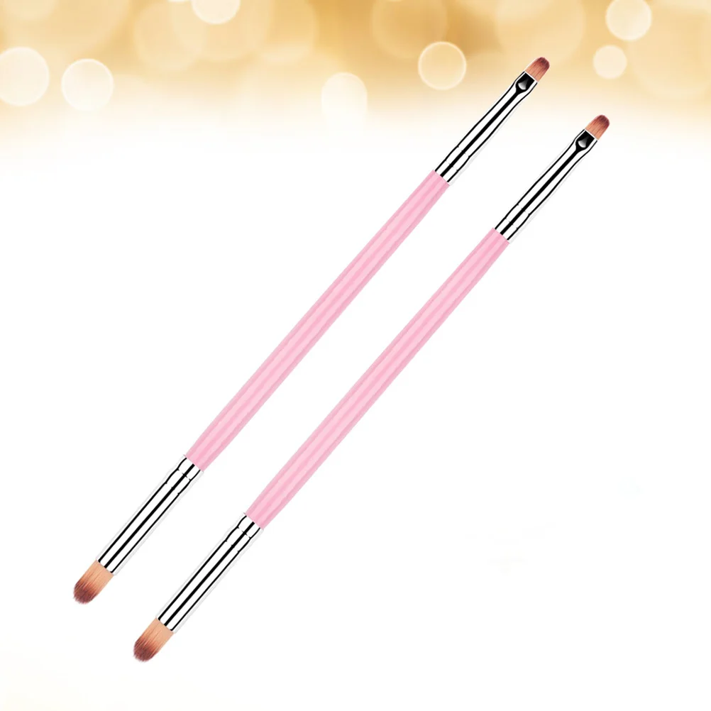 

2Pcs Pink Double-Headed Nail Dye Pen Multi-Functional Nail Art Brush Portable Manicure Tool for Salon Home Use