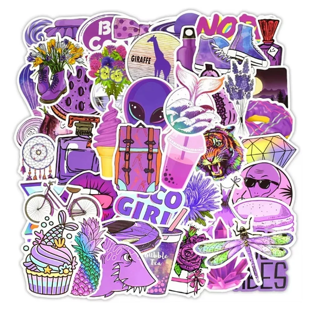 

50Pcs Cute Girls Purple Vsco Aesthetic Waterproof Decals Stickers Laptop Stickers Vinyl stickers for Water Bottle Computer Phone