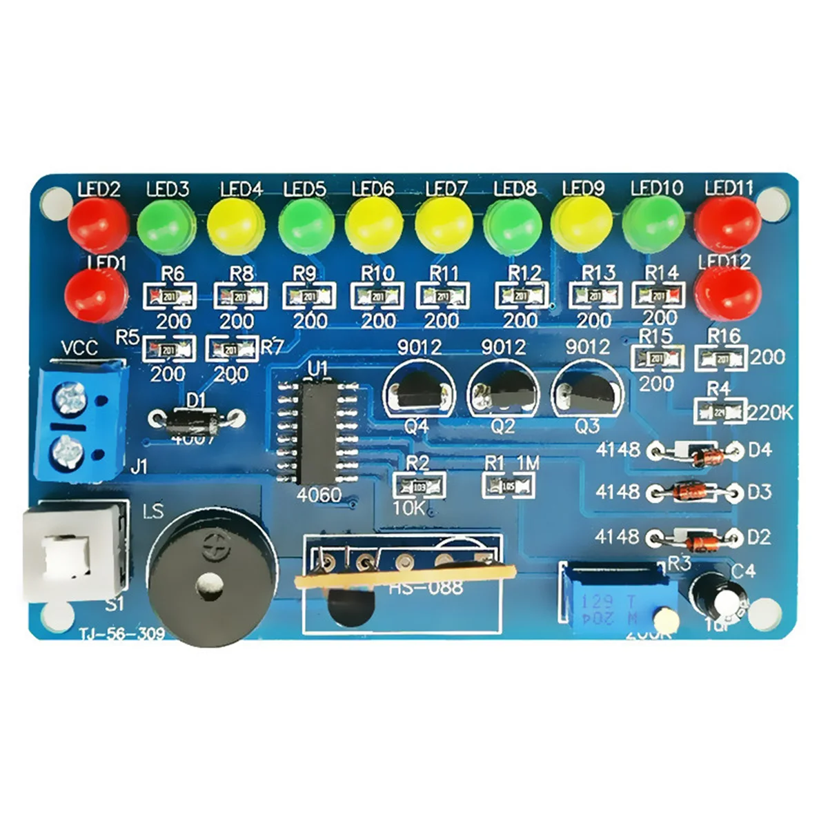 CD4060 Music Light Circuit DIY Soldering Kit, LED Lantern Electronic Assembly Practice Module for Teaching Learning