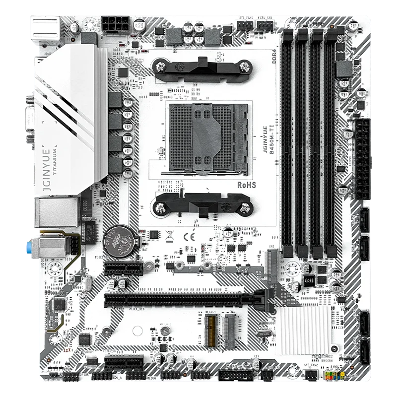 JGINYUE AM4 B450 마더보드, Ryzen R3 R5 R7 1 2 3 4 5 CPU 프로세서 지원, DDR4 듀얼 채널 메모리 RAM M-ATX B450M-TI