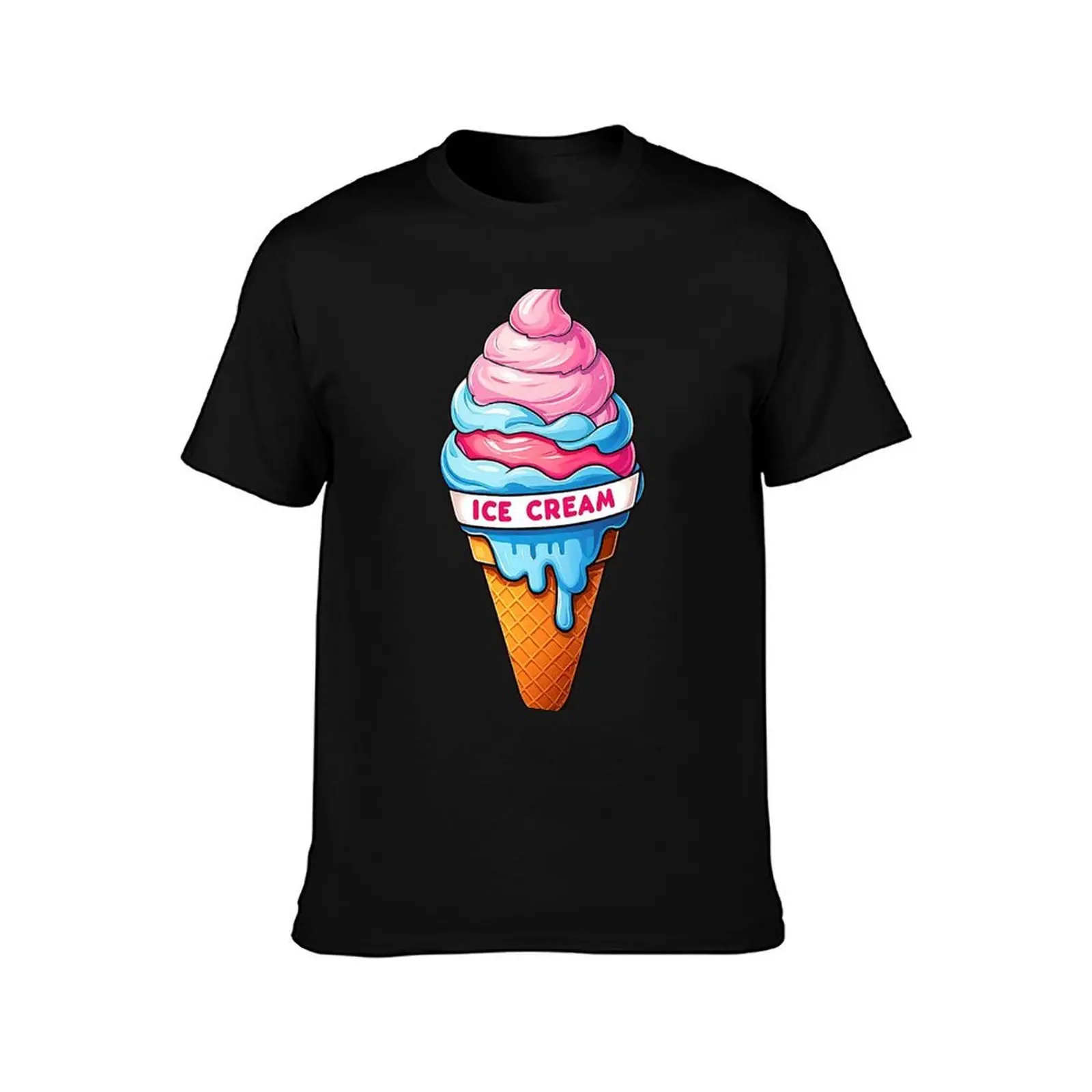 Big ICE CREAM cone desire. T-Shirt Summer Casual Cotton Tee Oversized Streetwear Tops Vintage Graphic Print Unisex Men Women