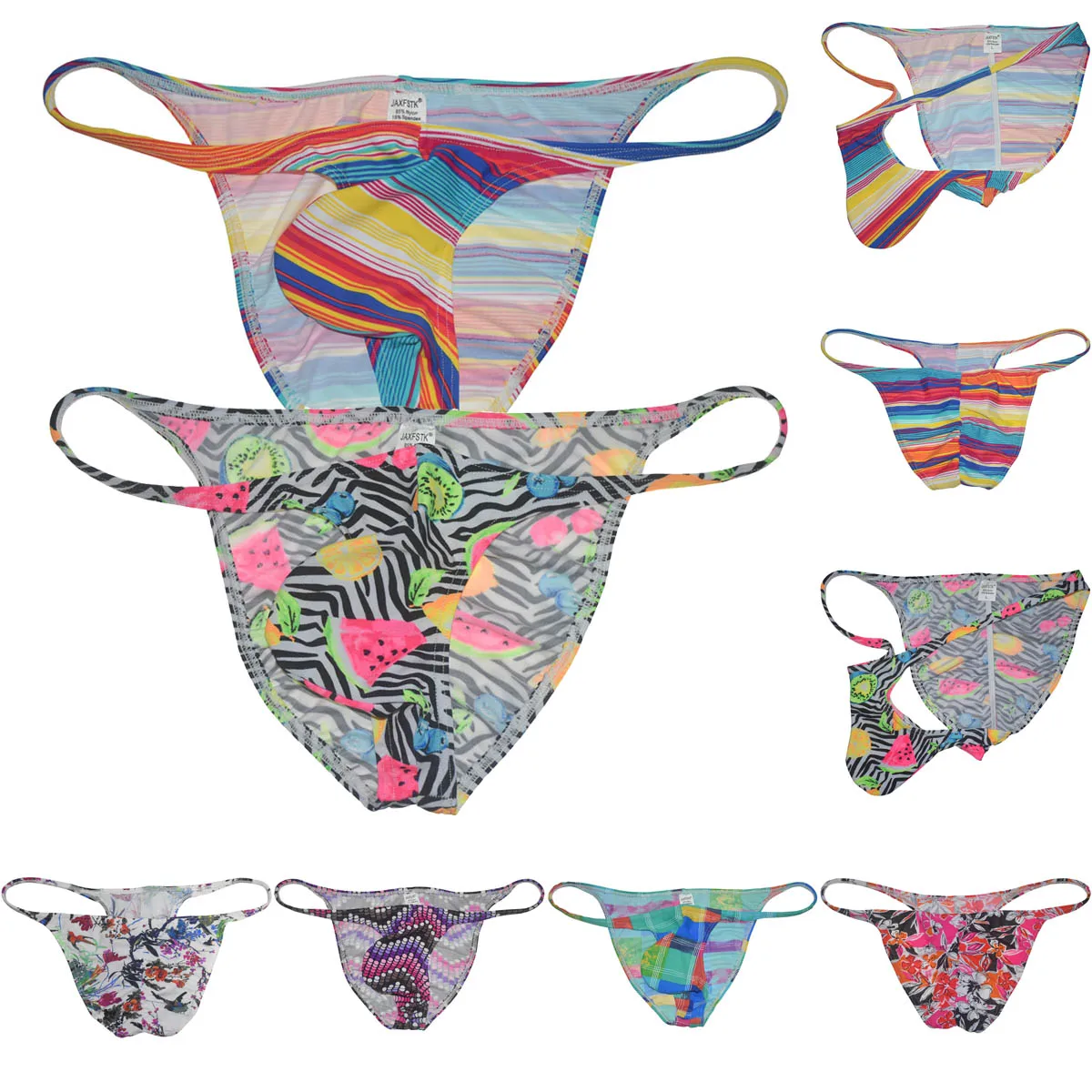 

Men's Briefs Brazilian Underwear Bulge Pouch Male Bikini Lingerie Pucker String Panties Beach Shorts Low Rise Breathable Floral