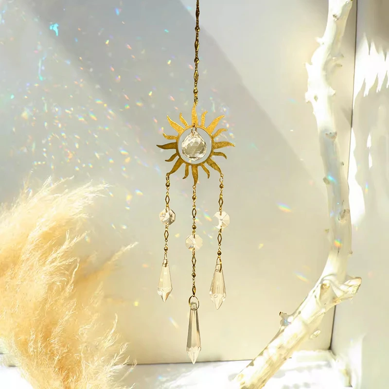 1pWind الرنين sunالماسك كريستال الرياح الدقات حديقة المنزل Suncatcher كريستال معلقة قلادة ديكور المنزل نافذة قطرة جرس 2026