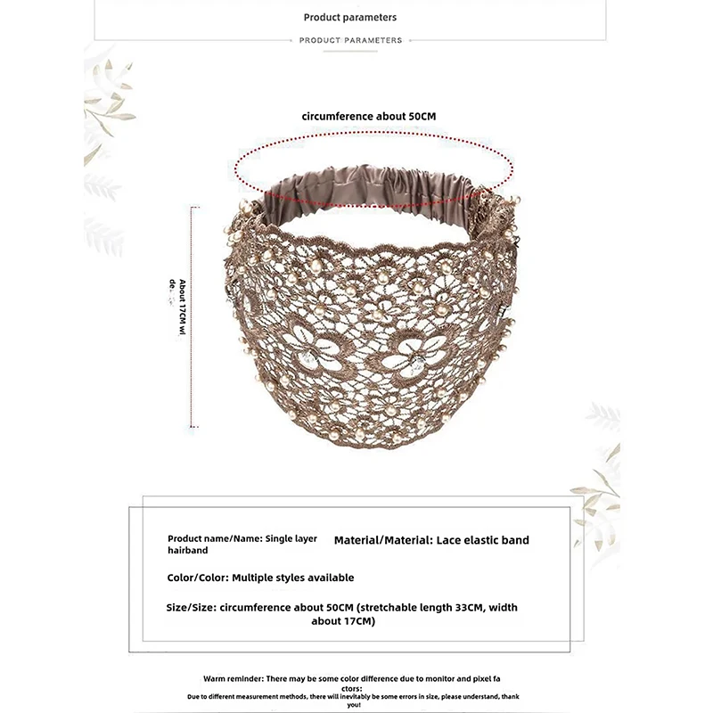 4 color Ladies Khaki-Colored Faux Pearl Hollow Flowers Decor Bohemian Style Headband Suitable For Casual Cute Vintage Hairbands