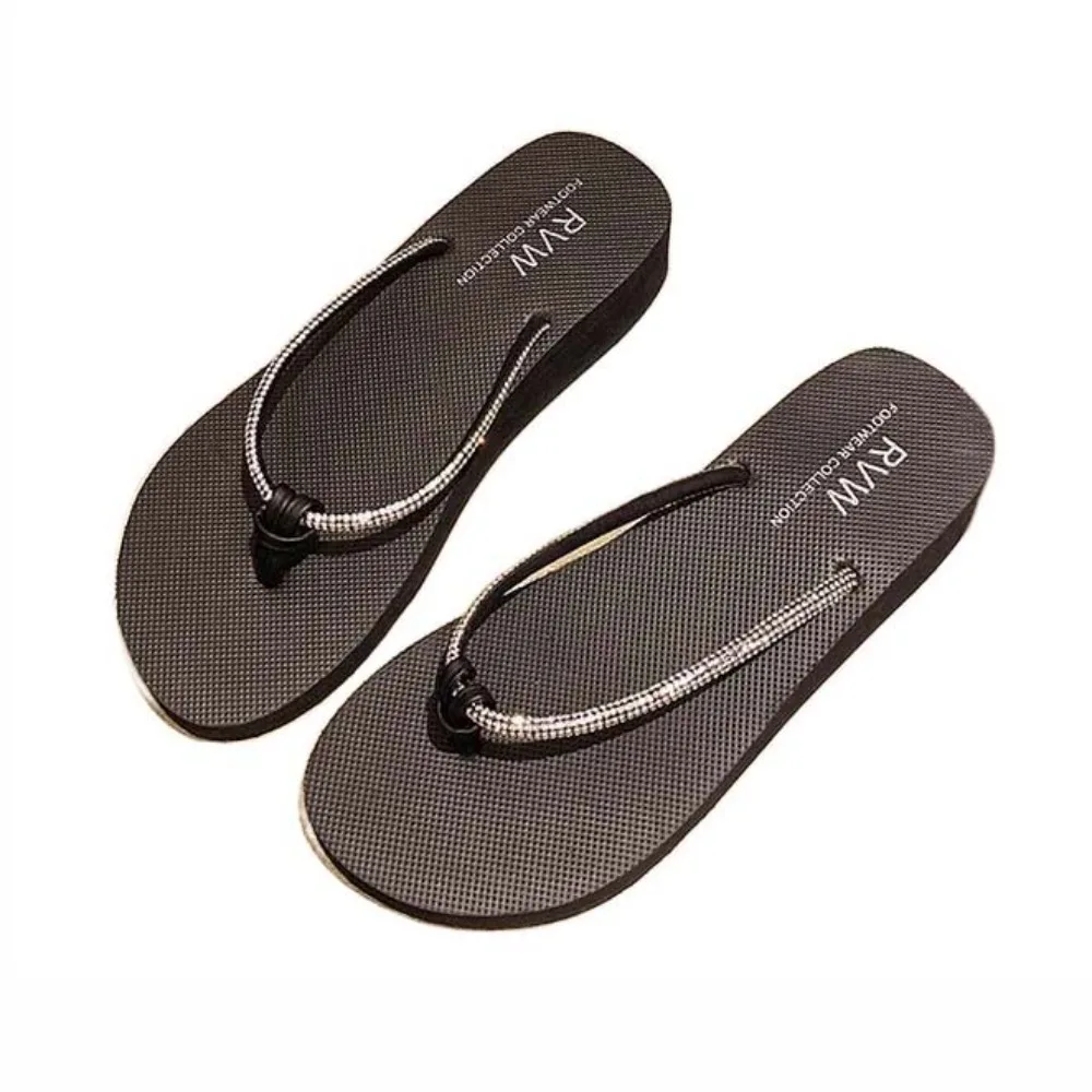 

Casual PVC Crystal Flip Flops Platform Waterproof Vacation Slides Sandals Non-Slip Shoes Beach Slippers Women Girls Lady